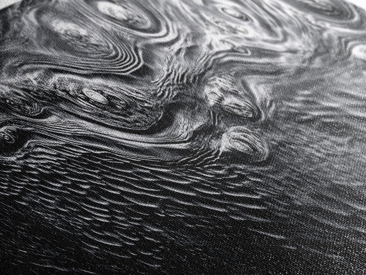 Liquid Texture Waves, Abstract Water Photography, Monochrome Art, Framed Canvas Print, Modern Living Room Wall Art, Nature-Inspired Decor