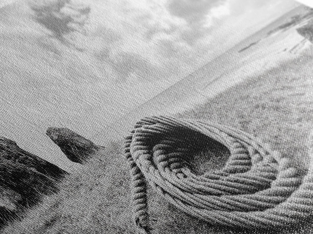 Coastal Rope, Windswept Bluff, Seaside Grass, Framed Canvas Print, Beach House Art, Nautical Decor, Neutral Living Room Style