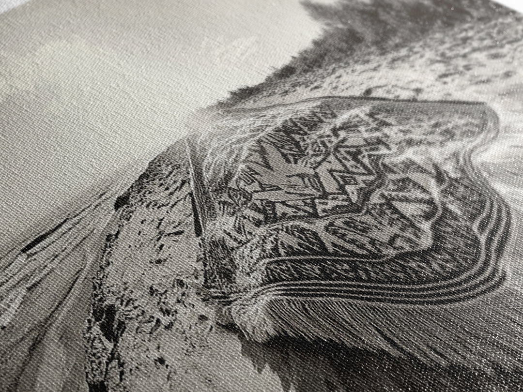 Boho Blanket, Sunrise Beach, Woven Textile, Framed Canvas Print, Bohemian Wall Art, Minimalist Bedroom Decor, Coastal Living Style