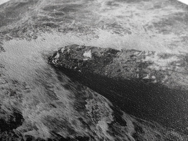 Crashing Waves Rock, Coastal Seascape, Ocean Photography, Black White Art, Framed Canvas Print, Nautical Bathroom Wall Decor