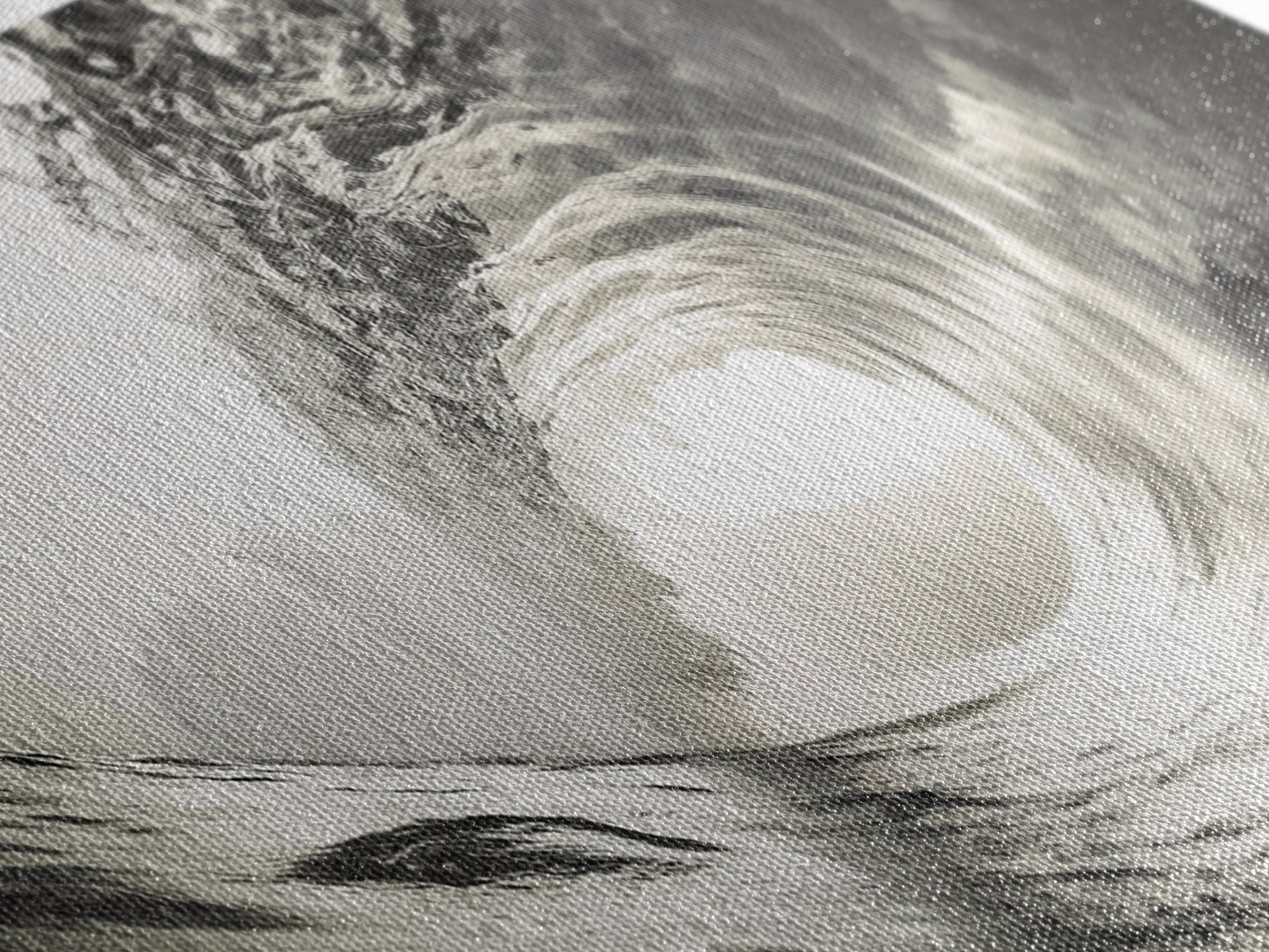 Ocean Barrel Wave, Surf Photography, Coastal Decor, Sepia Framed Canvas Print, Modern Beach House Bathroom or Living Room Wall Art