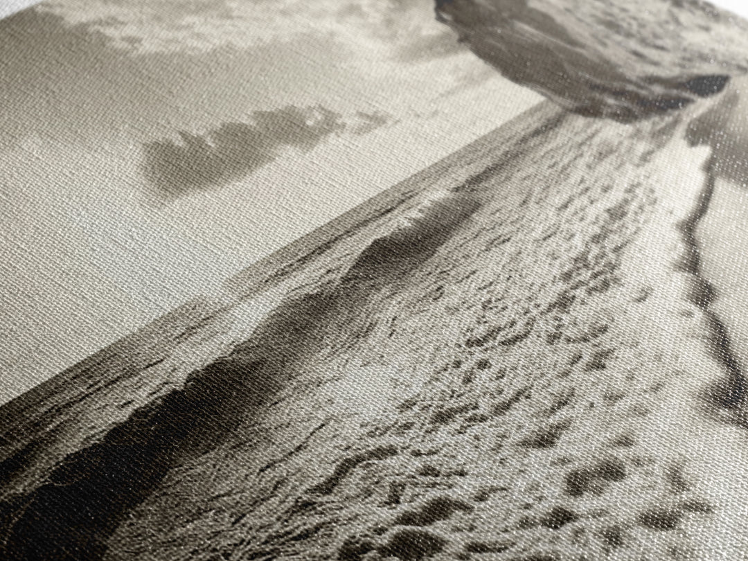 Cliff Coastline, Ocean Sunset, Beach Waves, Framed Canvas Print, seascape wall art, coastal bedroom decor, relaxing nature vibe, neutral art