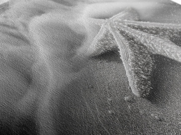 Starfish Closeup, Ocean Wave Motion, Coastal Macro Scene, Framed Canvas Print, minimalist beach decor, bathroom wall art, nautical vibe