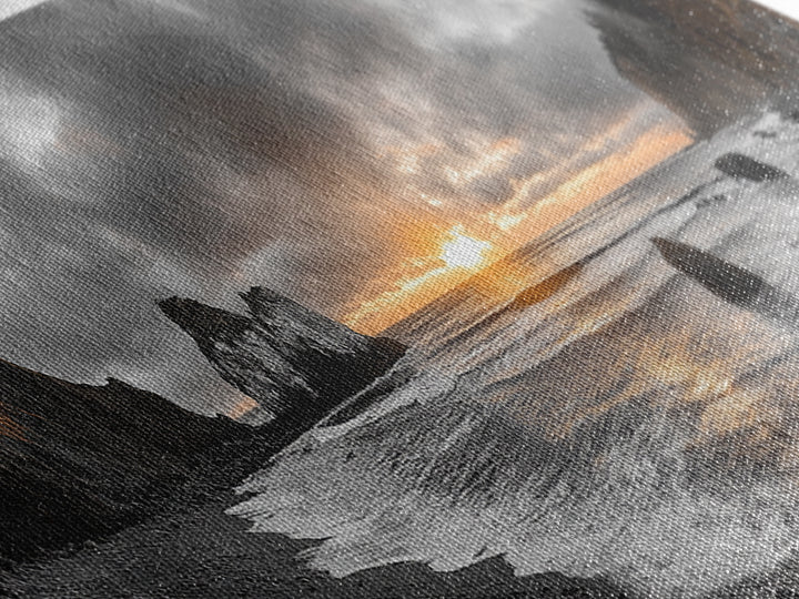 Ocean Sunset, Rocky Shore, Dramatic Coast, Canvas Print, fall beach wall art, earthy coastal home decor, nature photography, den artwork