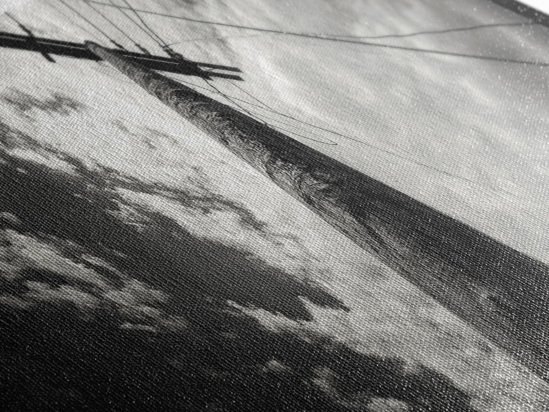 Utility Pole Sky, Urban Minimalism, Power Lines, Framed Canvas Print, Industrial Wall Art, Office Decor, Monochrome Photography