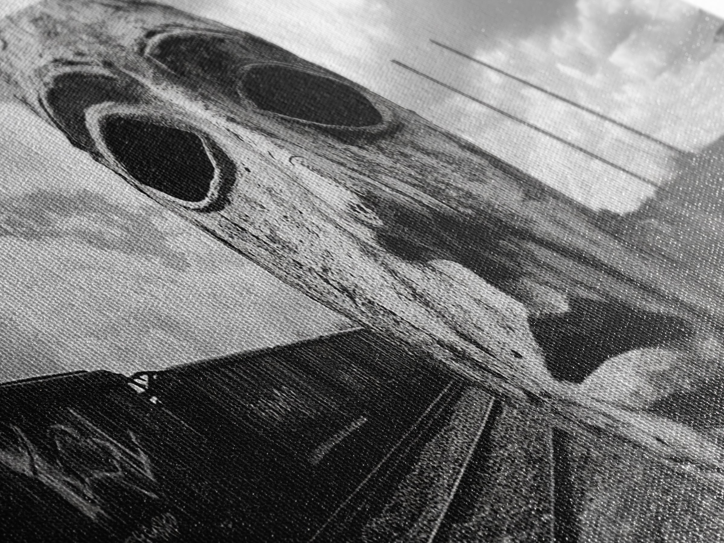 Abandoned Train Mask, Urban Surrealism, Monochrome Street Art, Modern Edgy Decor, Framed Canvas Print, Industrial Room Style