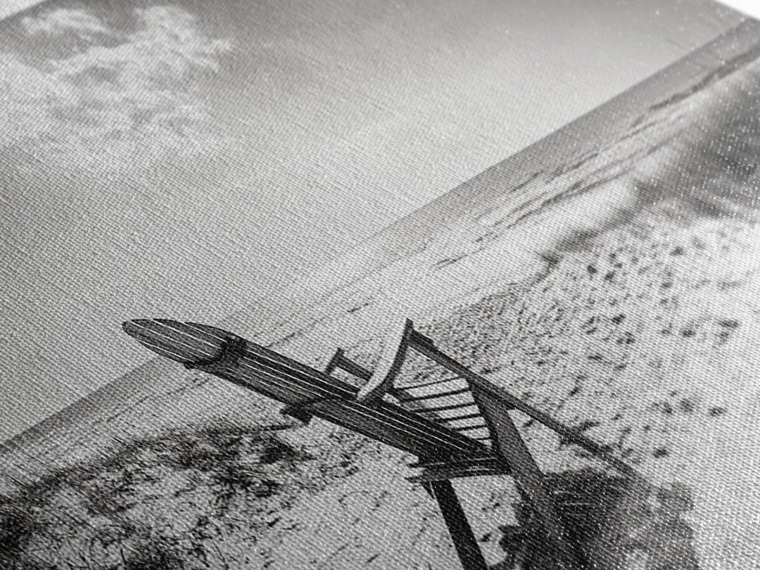 Coastal Chair, Black White, Seaside Decor, Beach Life, Framed Canvas Print, Coastal wall art, minimalist art, neutral tones, coastal room