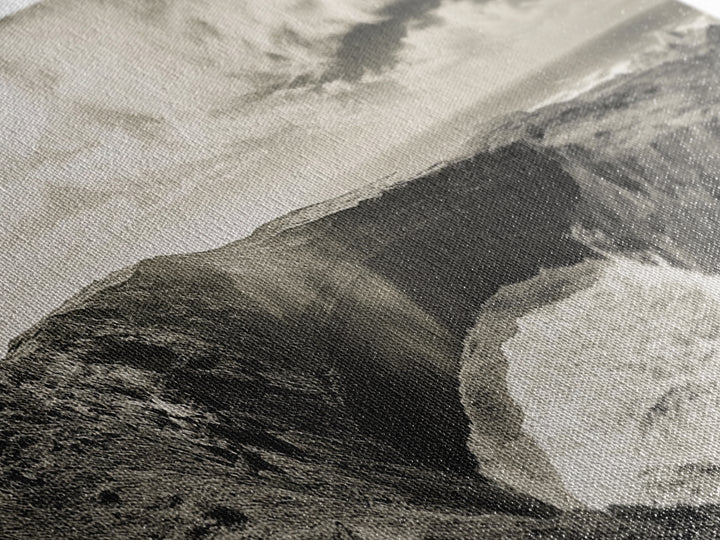 Ocean Crater, Coastal Cliff, Surreal Nature Art, Black and White Canvas Print, Gallery Wall Art, Earthy Decor, Adventure Inspired