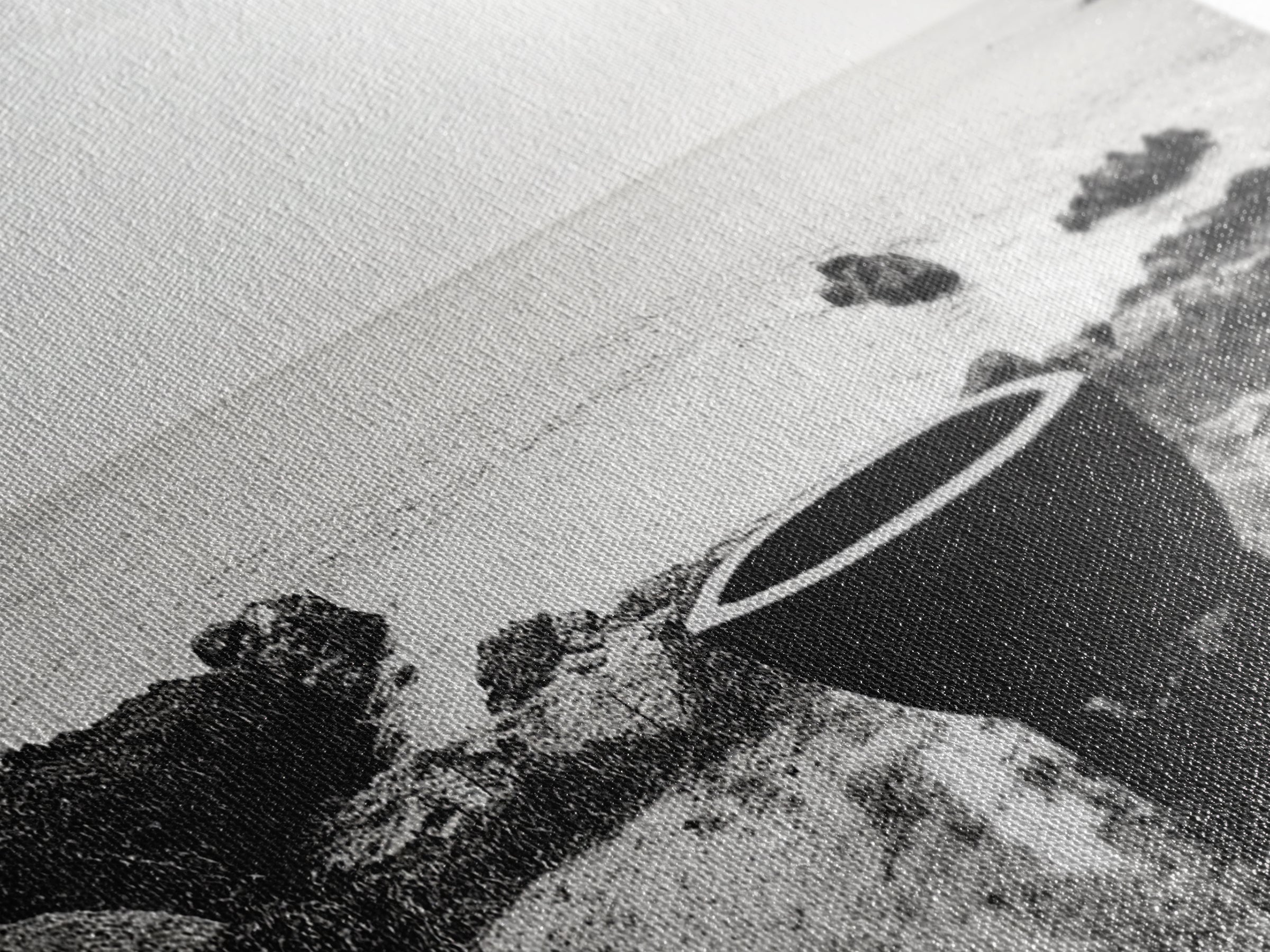 Coastal Boat, Ocean Horizon, Solitude Scene, Black and White Seascape, Canvas Print, Modern Bathroom Wall Art, Minimalist Decor