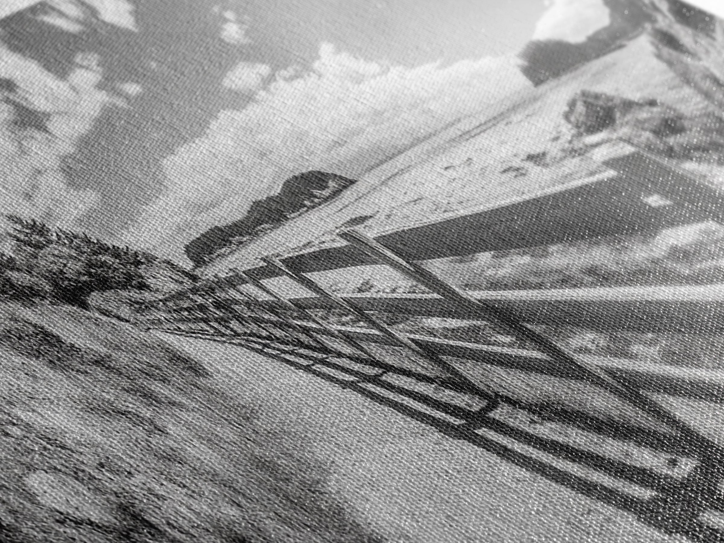 Coastal Fence Path, Island View, Ocean Trail, Framed Canvas Print, Bright Scenic Art, Living Room Decor, Seaside Landscape Vibe