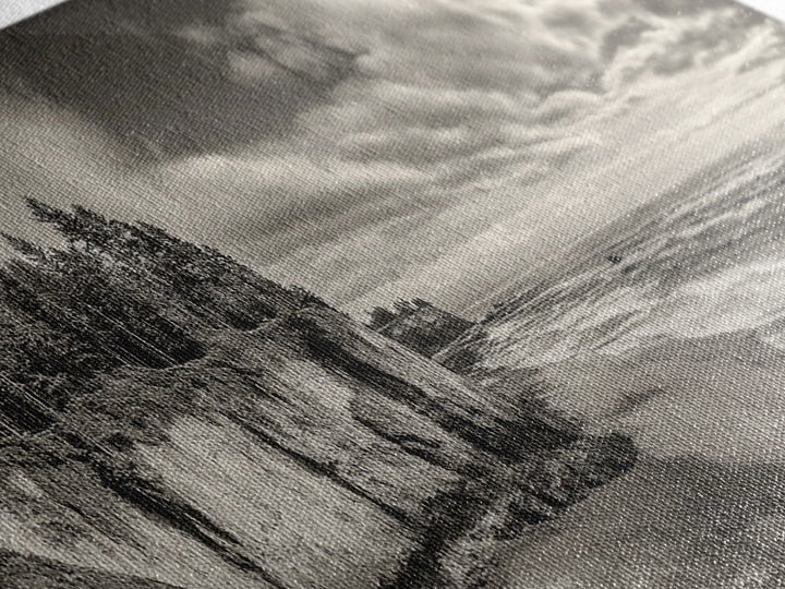 Cliffside Forest, Pacific Coastline, Dramatic Ocean View, Framed Canvas Print, Natural Landscape, Cabin Wall Art, Rustic Coastal Decor