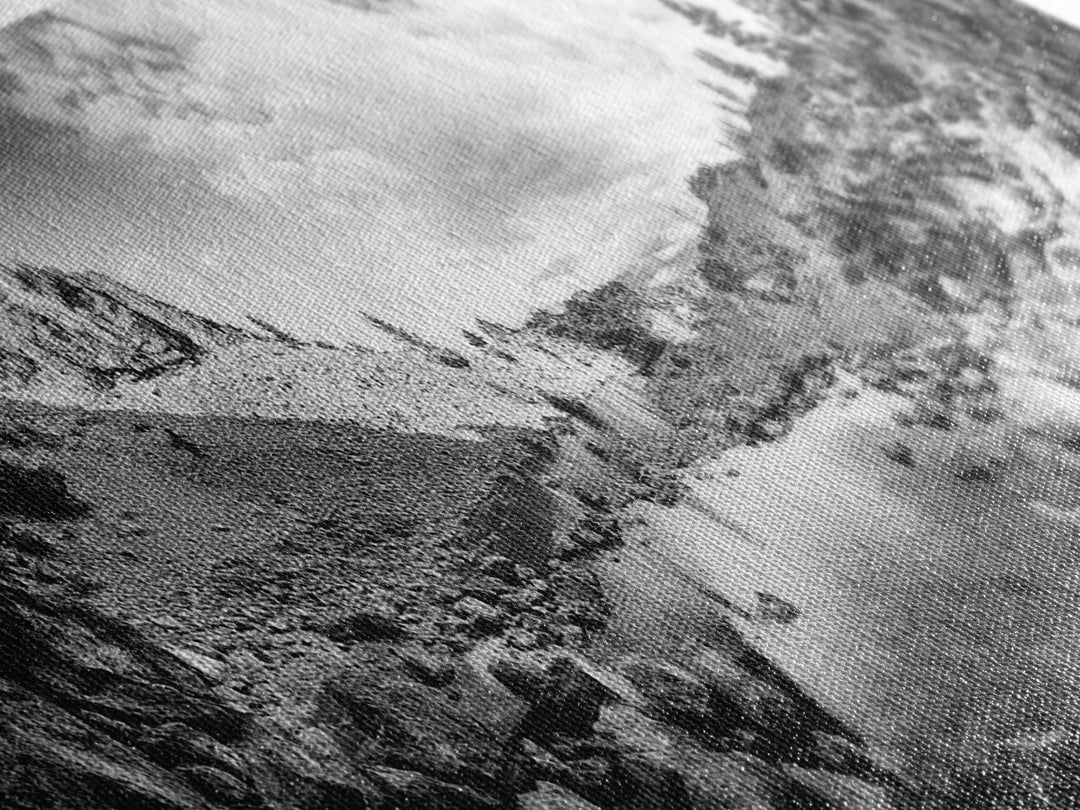 Rocky Lake, Wilderness Reflection, Mountain Calm, Framed Canvas Print, Cabin Nature Wall Art, Rustic Home Decor, Adventure Photography