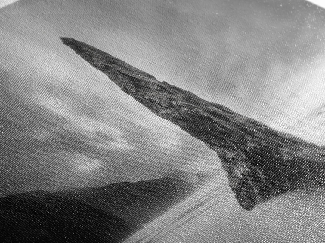 Coastal Monolith, Oregon Seascape, Moody Sky, Dramatic Beach, Framed Canvas Print, Coastal Wall Art, Modern Minimalist Decor