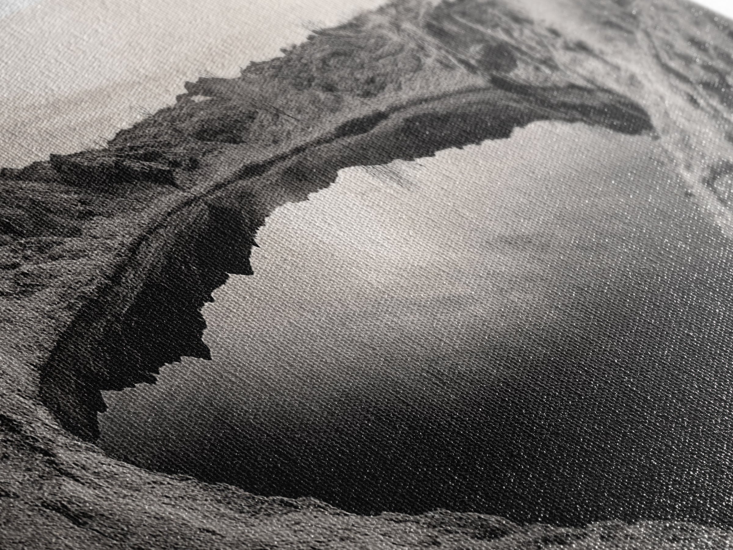 Desert Pool, Reflected Sky, Rugged Terrain, Monochrome Minimalism, Framed Canvas Print, Earthy Wall Art, Neutral Bedroom Decor