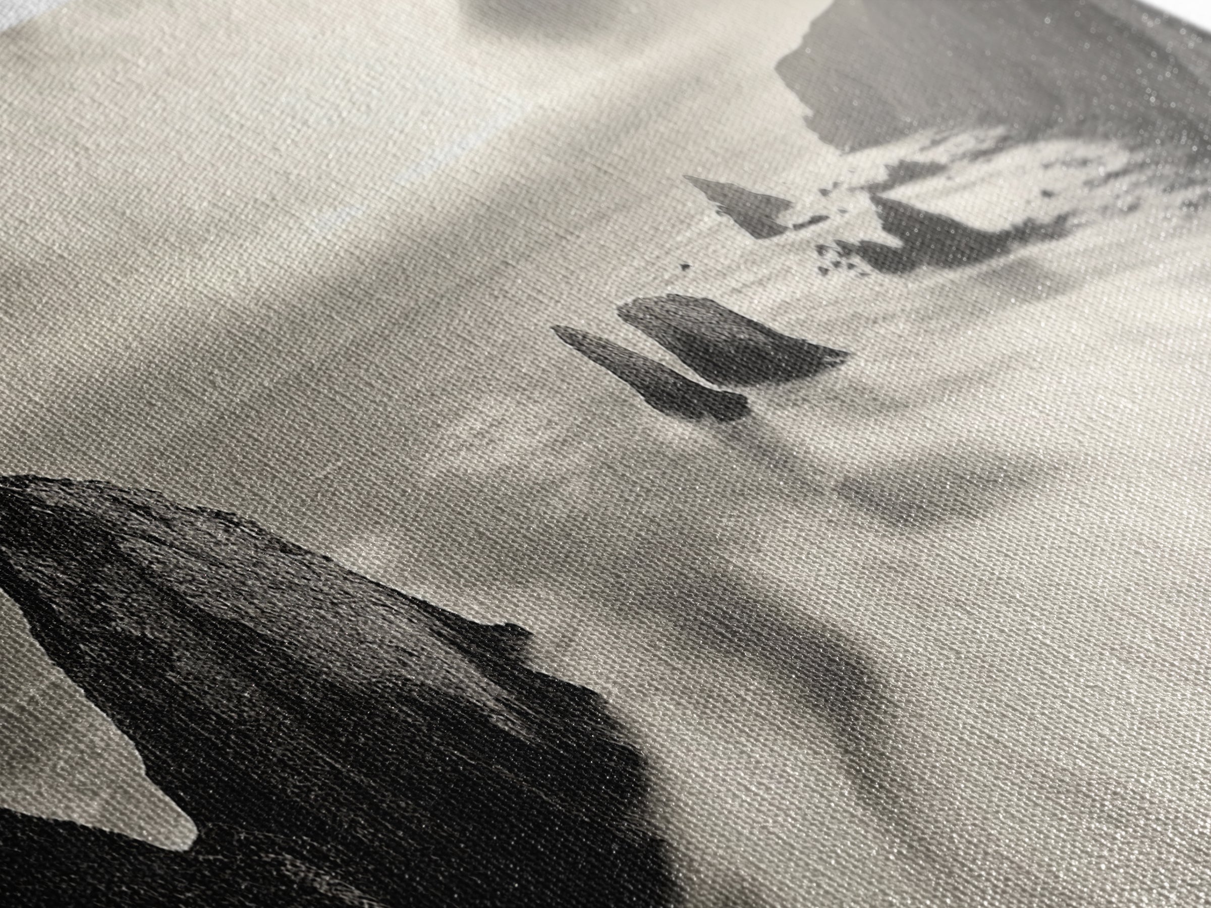 Rocky Coastline, Ocean Cliffs, Soft Waves, Long Exposure Landscape, Framed Canvas Print, Nautical Wall Art, Calm Living Room Decor