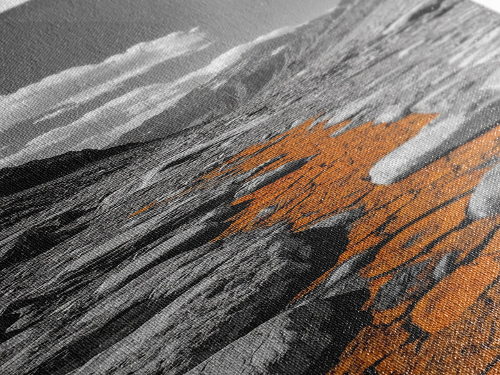 Cracked Earth, Orange Path, Mountain Trail, Climate Scene – Canvas Print, Nature Wall Art, Earth Tones Decor, Fall Landscape Photography