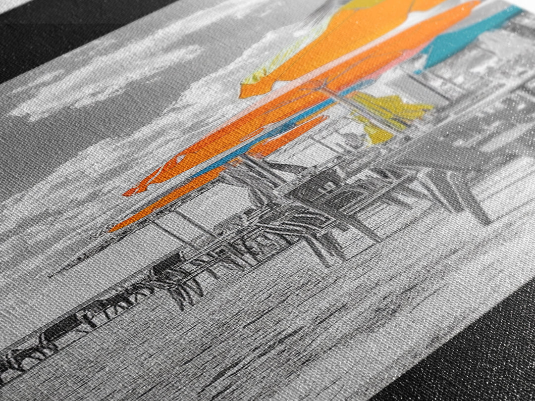 Beach Umbrellas, Seaside Dining, Summer Vibes, Framed Canvas Print, Tropical Kitchen Wall Art, Bright Coastal Decor, Boho Summer Style