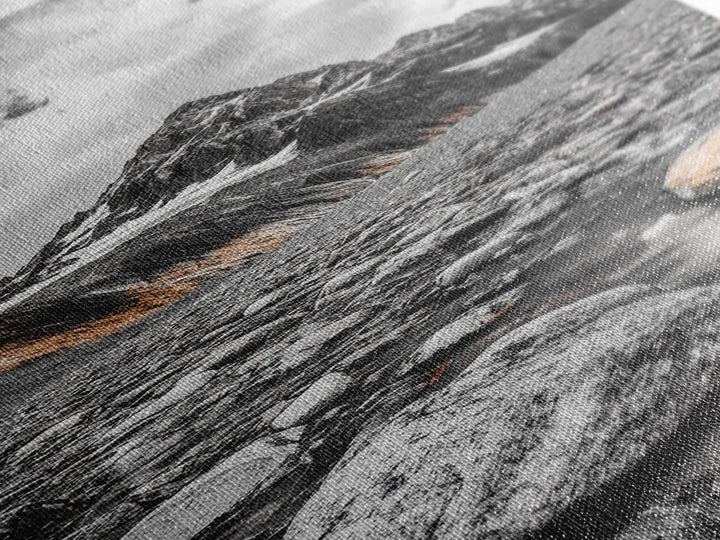 Rocky Peak, Wilderness Art, Orange Accent, Moody Landscape, Framed Canvas Print, Office Decor, Fall Mountainscape Photography