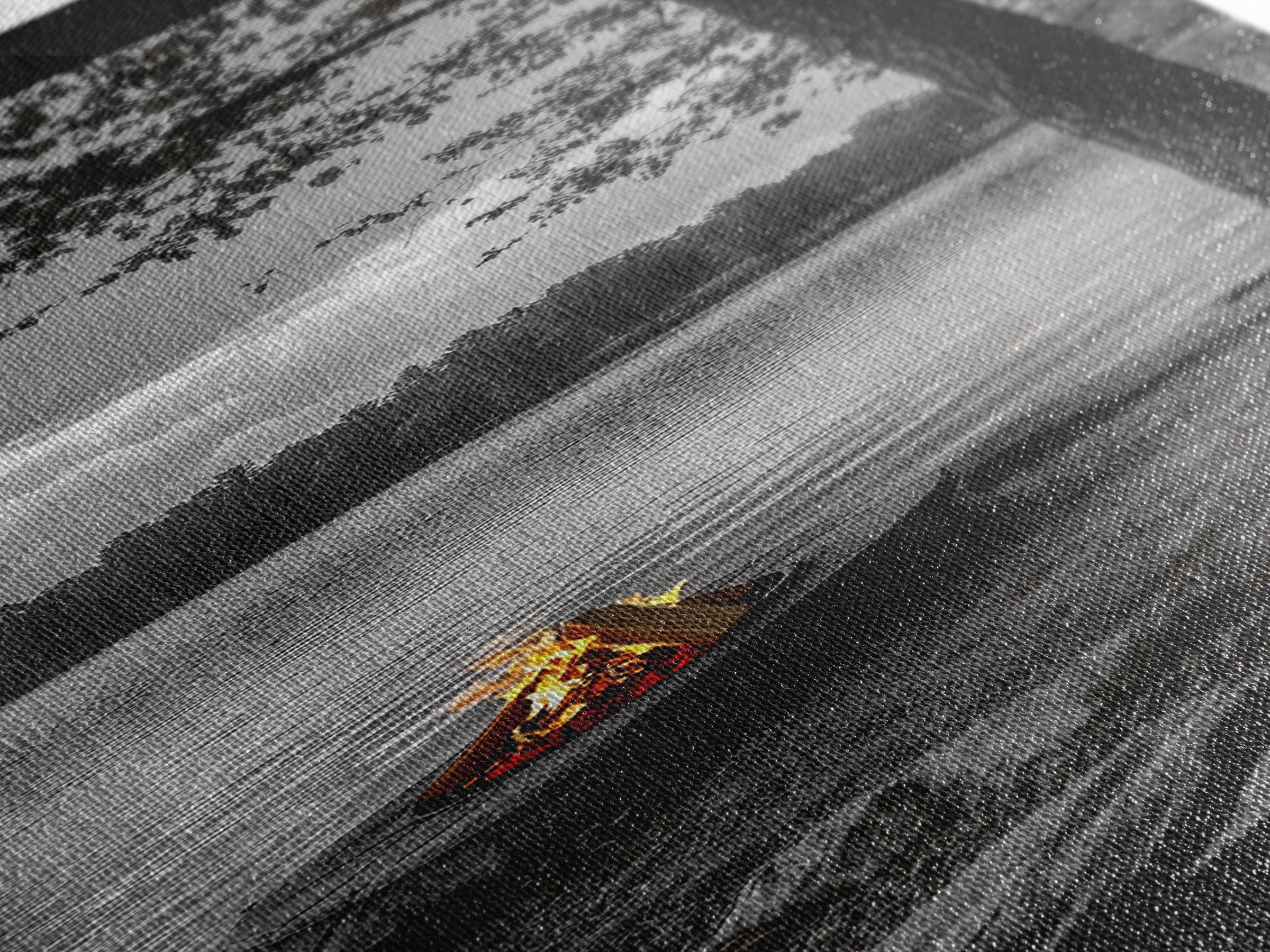 Autumn Campfire Scene, Cozy Outdoors, Fall Evening Glow, Lakeside Calm, Framed Canvas Print Cabin Decor, Living Room Autumn Wall Art