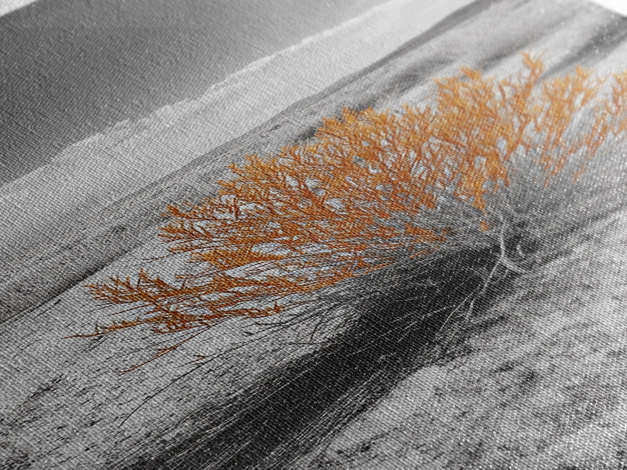 Desert Bush, Orange Foliage, Southwestern Scene, Minimalist Framed Canvas Print, desert landscape wall art, boho room decor