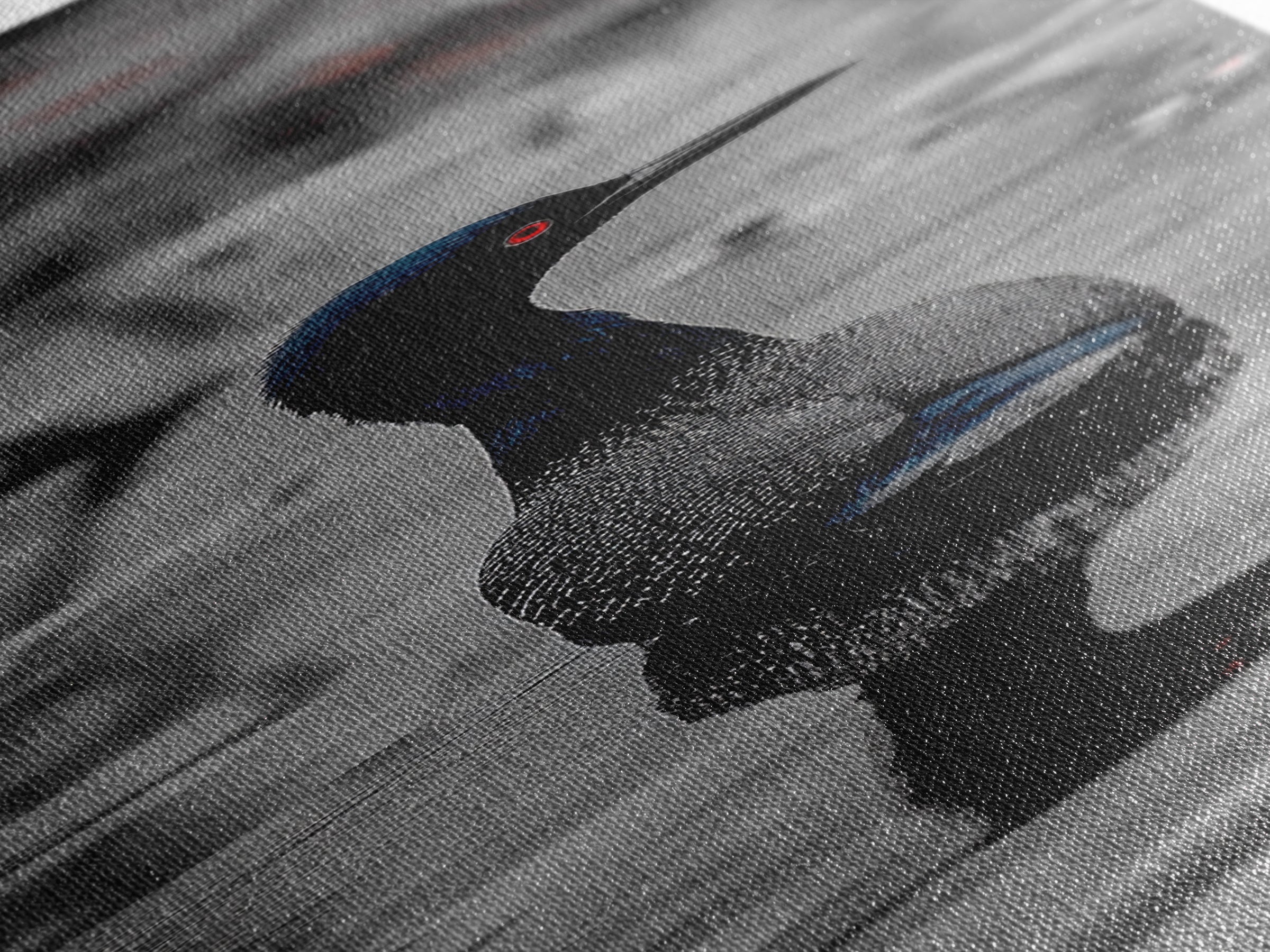 Blue Loon, Water Reflection, Elegant Bird, Lake Life Framed Canvas Print, cabin decor, nature wall art, minimalist bird art, office wall art