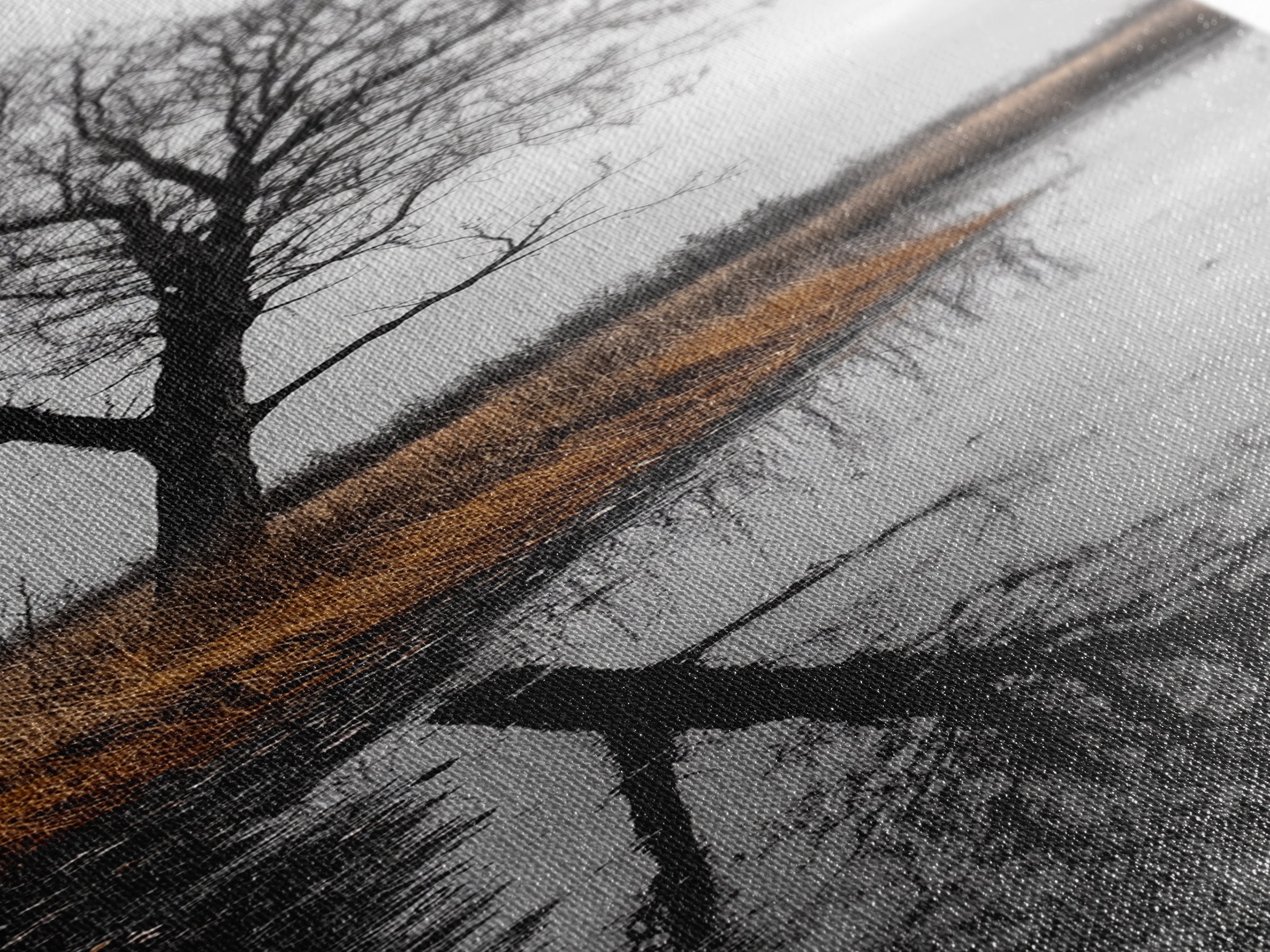 Bare Tree, Marsh Reflection, Autumn Tones, Moody Nature Framed Canvas Print, fall farmhouse wall art, rustic entryway decor, office wall art