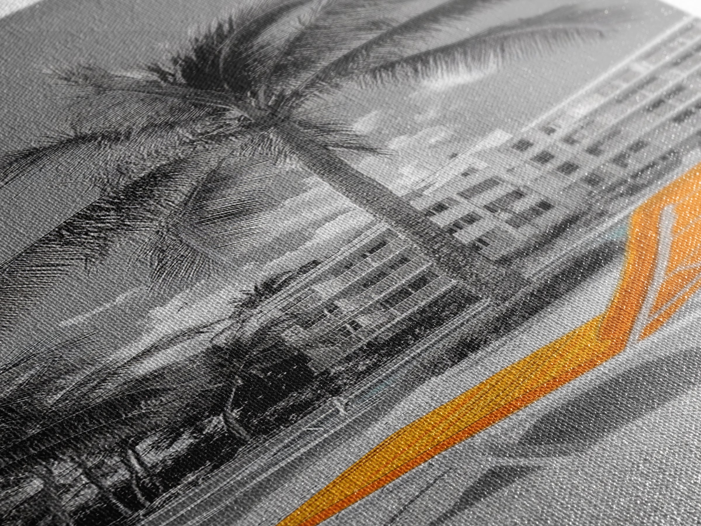 Poolside Palm, Tropical Escape, Resort Vibe, Orange Chair, Framed Canvas Print, Summer Wall Decor, Boho Art, Living Room Tropical Art