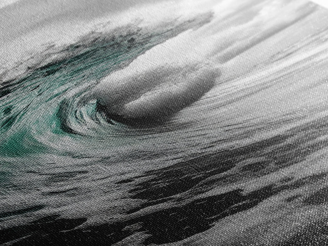 Teal Wave, Ocean Power, Surf Break, Coastal Energy, Canvas Print, Bathroom Wall Art, Modern Ocean Photography, Minimalist Sea Decor
