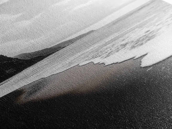 Black Sand, Ocean Foam, Rocky Shoreline, Coastal Serenity, Framed Canvas Print, Monochrome Wall Art, Bathroom Decor, Beach Minimalist