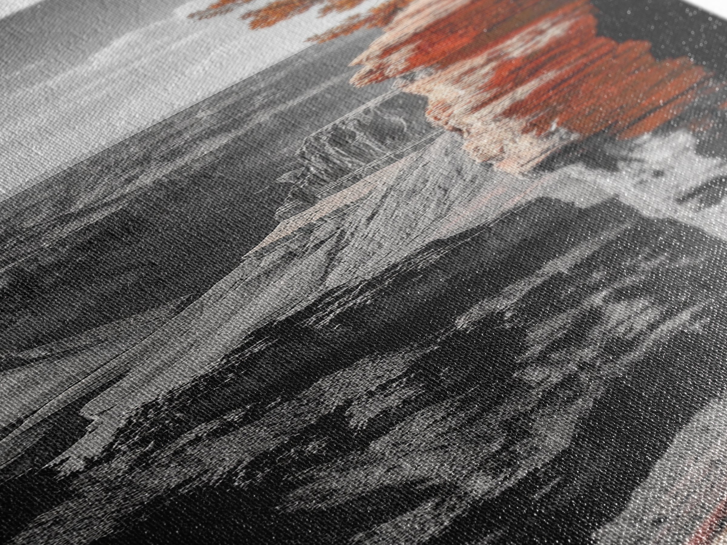 Desert Canyon Cliff, Fall Tree Landscape, Adventure Nature Art, Framed Canvas Print, Earth Tone Wall Decor, Southwest Living Room Art