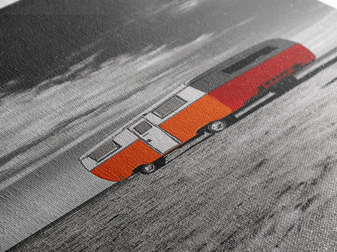 Coastal Camper Van, Beach Road Trip Art, Travel Lover Gift, Framed Canvas Print, Minimalist Seaside Decor, Van Life Wall Art, Entryway Art