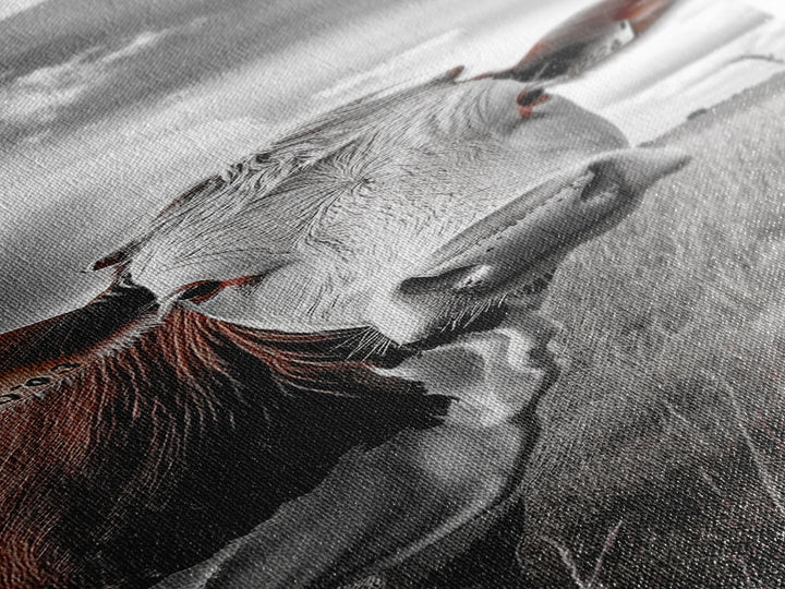 Curious Cow Portrait, Rustic Farmhouse Decor, Country Field Vibe, Framed Canvas Print, Western Wall Art, Kitchen or Dining Room Accent