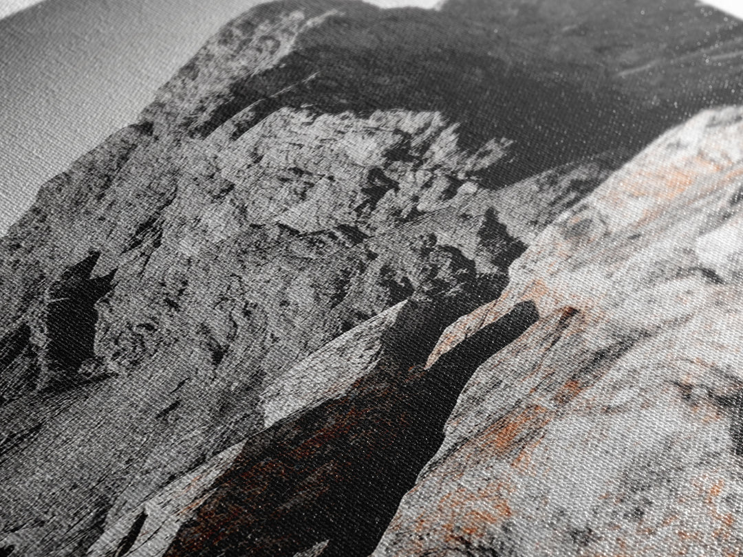 Rugged Mountain, Rocky Cliff, Adventure Landscape, Highland Scene, Nature Travel Art, Framed Canvas Print, Rustic Cabin Wall Decor