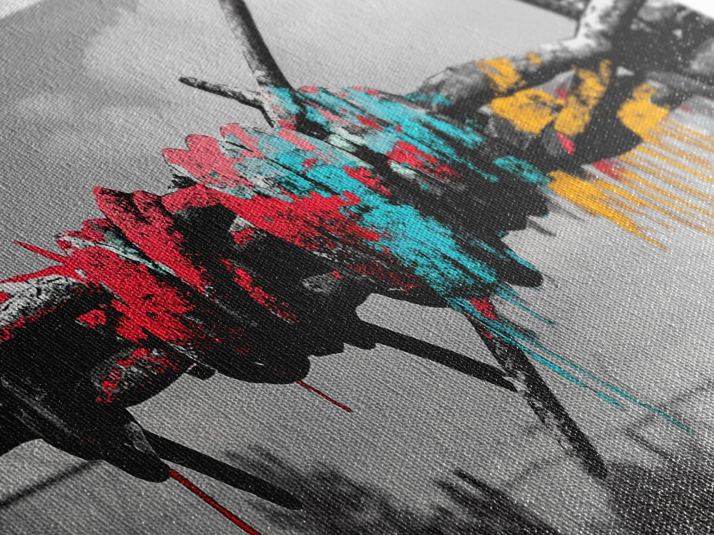 Barbed Wire, Graffiti Art, Urban Street Style, Grunge Decor, Framed Canvas Print, Industrial Wall Art, Dripping Paint, Mixed Media Style