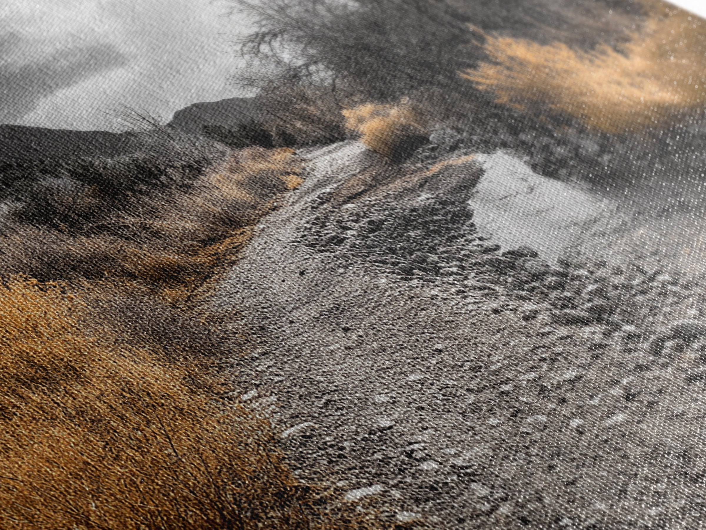 Autumn Path, Golden Bushes, Seasonal Stream, Fall Foliage, Framed Canvas Print, Cozy Entryway Decor, Rustic Wall Art, Nature Inspired