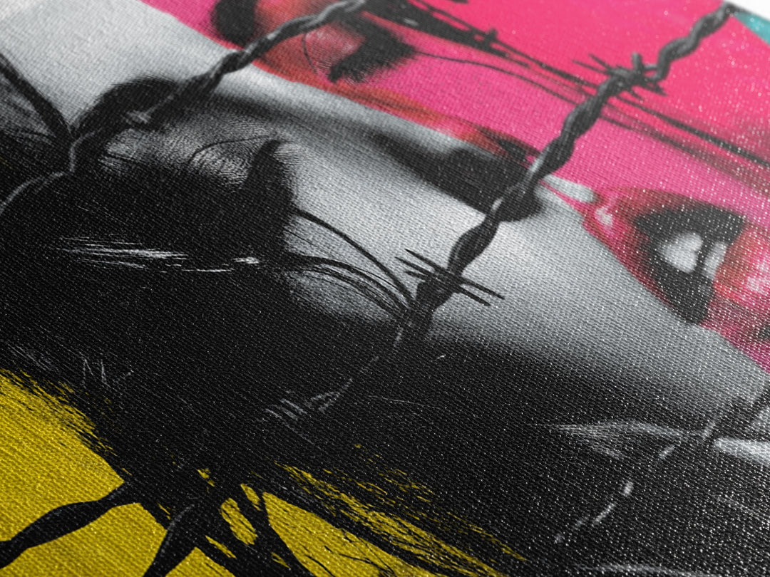 Barbed Beauty, Pop Art Woman, Bold Portrait, Emotional Wall Decor, Framed Canvas Print, Bedroom Wall Art, Modern Graffiti Style, Urban Pop