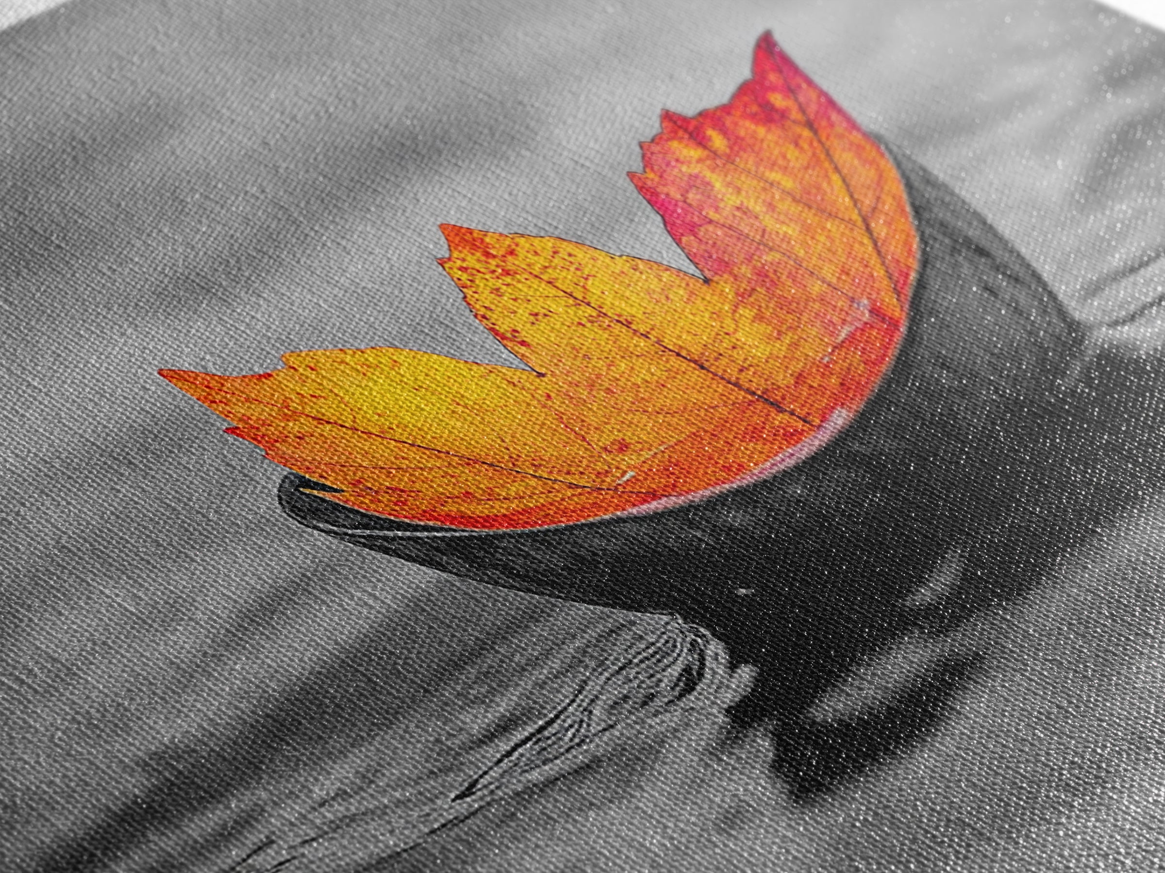 Autumn Leaf, Floating Bowl, Red Yellow Decor, Framed Canvas Print, Cozy Fall Art, Thanksgiving Wall Art, Kitchen Decor, Minimalist Style