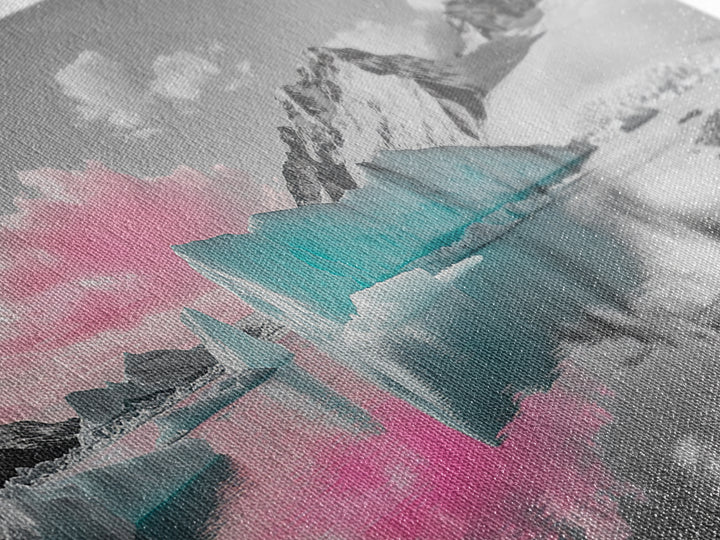 Blue Icebergs, Pink Sky, Glacial Lake, Arctic Dreamscape – Canvas Print, Nature Photography Art, Bedroom Wall Art, Serene Winter Decor