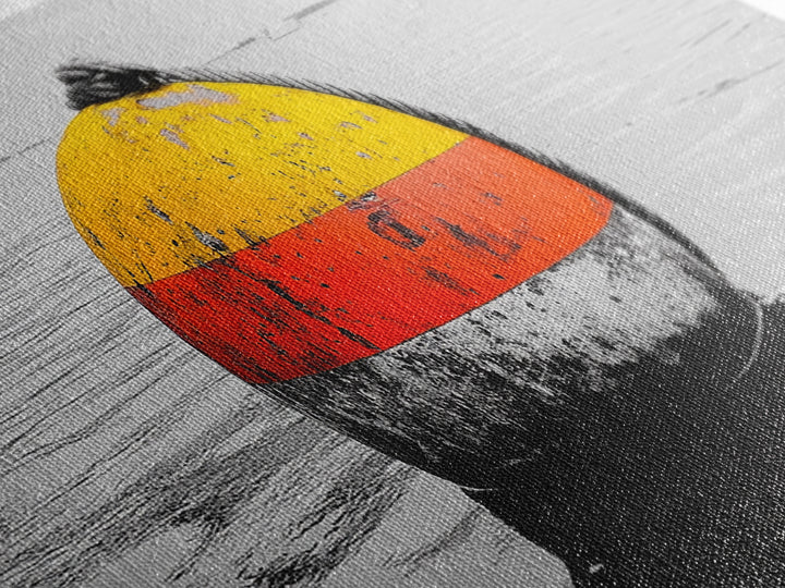 Buoy Pop, Marine Marker, Vibrant Sea, Nautical Life, Framed Canvas Print, Coastal Wall Art, Bathroom Decor, Bold Ocean Aesthetic