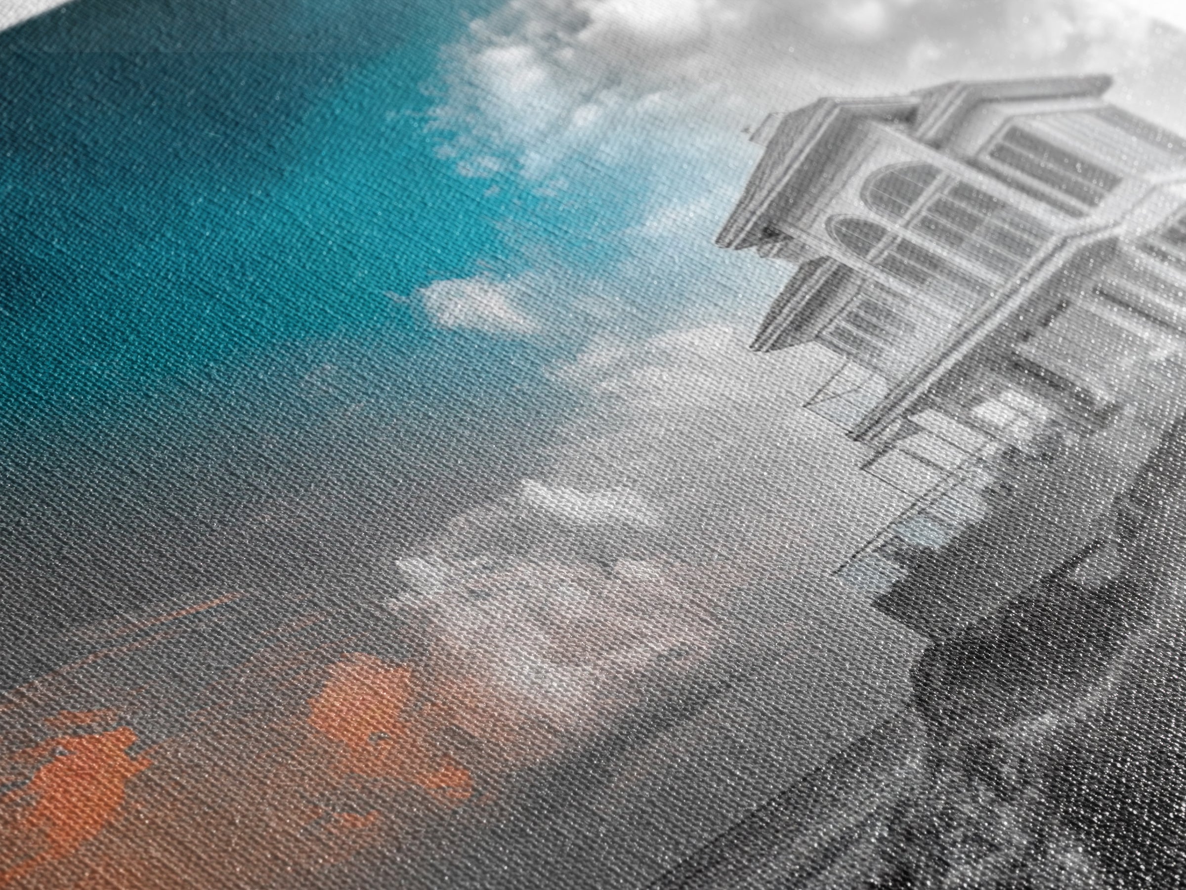 Beach House, Coastal Sunset, Ocean View, Framed Canvas Print, Modern Coastal Decor, Living Room Art, Ocean Sky Photography