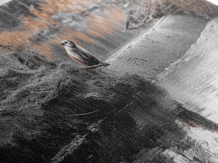 River Otter View, Wildlife Scene, Autumn Nature, Moody Landscape, Framed Canvas Print, Cabin Decor, Animal Wall Art, Woodland Aesthetic