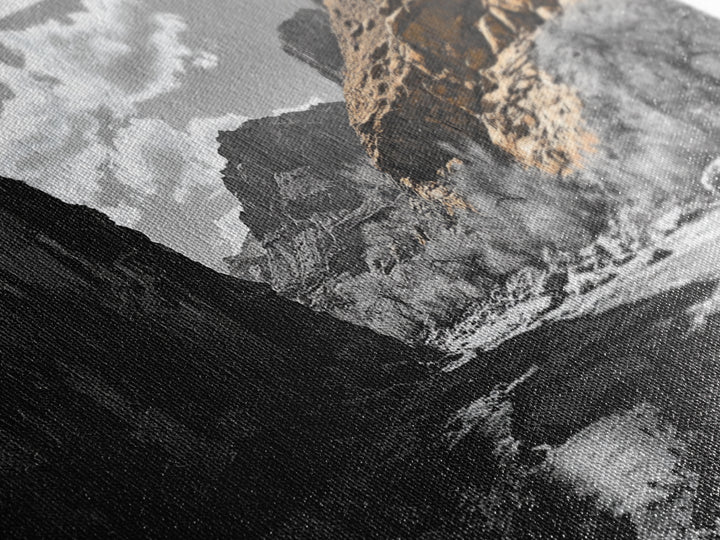 Desert Canyon, River Shadows, Rock Formations, Wild Terrain, Framed Canvas Print, Nature Wall Art, Earth Tone Decor, Living Room Style