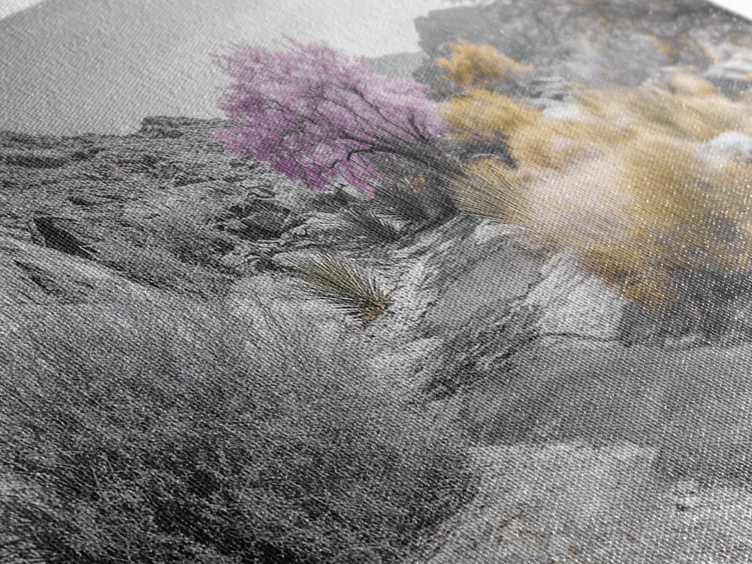 Desert Bloom, Surreal Landscape, Pink Tree, Earthy Desert Colors, Framed Canvas Print, Boho Living Room Wall Art, Southwestern Nature Scene