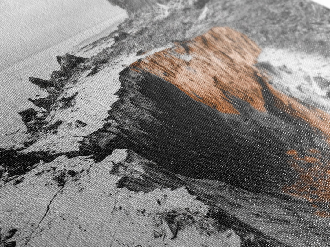 Coastal Cliff, Erosion Edge, Rugged Shoreline, Ocean Mystery, Framed Canvas Print, Modern Nature Wall Art, Earthy Office Decor, Beach Mood