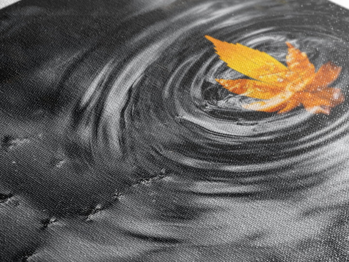 Autumn Leaf Ripple, Nature Zen Moment, Framed Canvas Print, Fall Wall Decor, Minimalist Art, Bathroom or Spa Wall Art, Peaceful Vibe