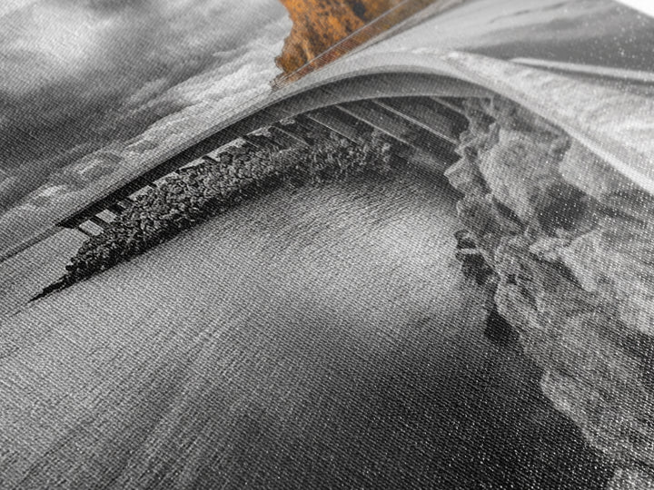 Cliffside Road, Autumn Drive, Ocean View, Stormy Sky, Canvas Print fall landscape art, modern hallway decor, minimalist travel scene