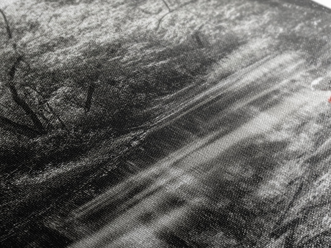 Boy Fishing, River Calm, Peaceful Moment, Nature Scene, Framed Canvas Print, Cabin Wall Art, Woodland Fall Decor, Tranquil Vibe
