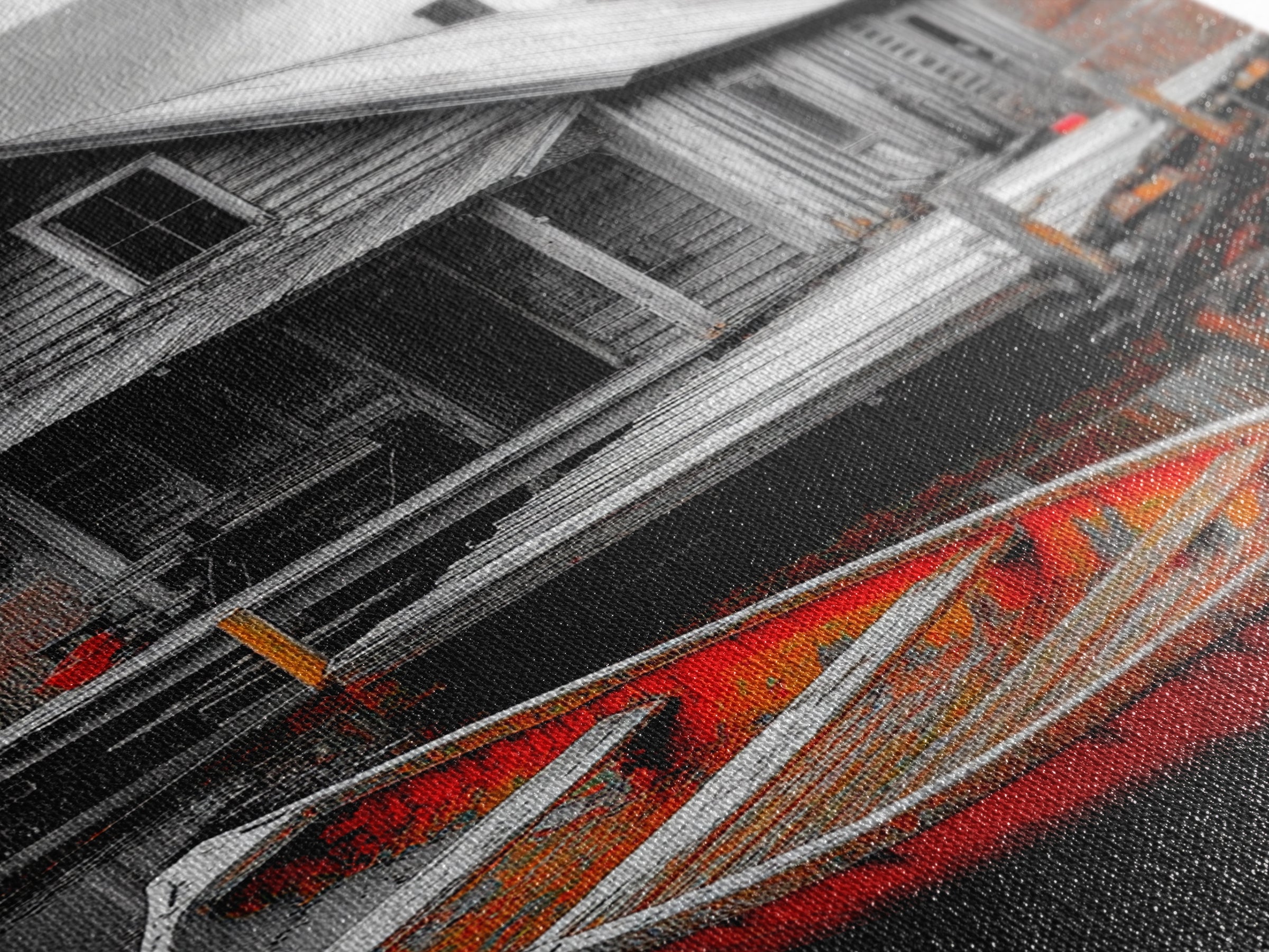 Cabin Reflection, Rustic Rowboat, Autumn Red, Lake Dock, Canvas Print, Fall Wall Art, Country Home Decor, Rustic Landscape, Lodge Style Art