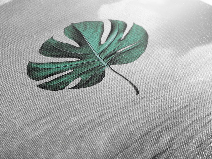 Monstera Leaf, Ocean Breeze, Tropical Minimalism, Floating Leaf, Framed Canvas Print, Modern Bathroom Art, Boho Decor, Tropical Wall Art