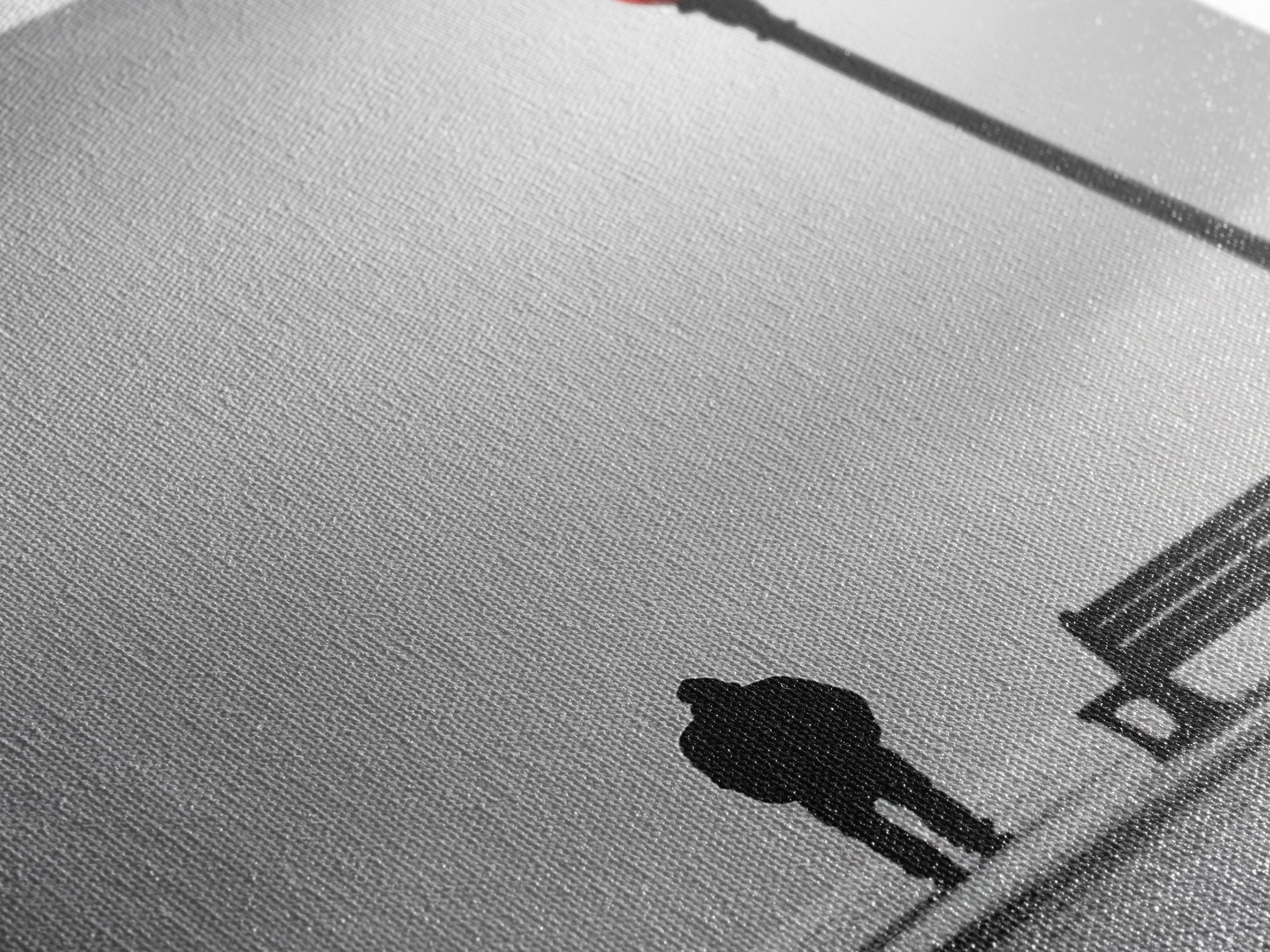 Red Street Lamp, Snowy Walkway, Silhouette Scene, Framed Canvas Print, Moody Wall Art, Minimalist Decor, Winter Vibes, Bedroom Accent